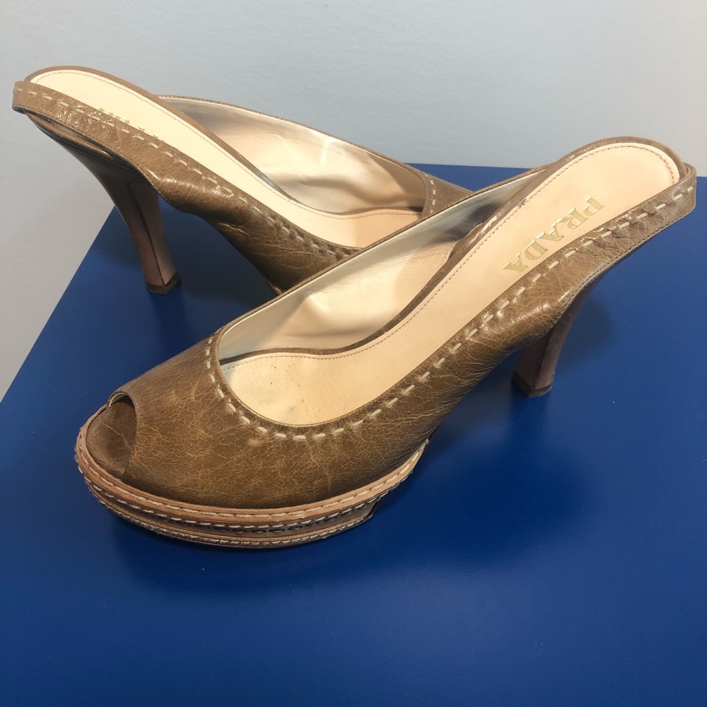 Authentic PRADA peep toe heels